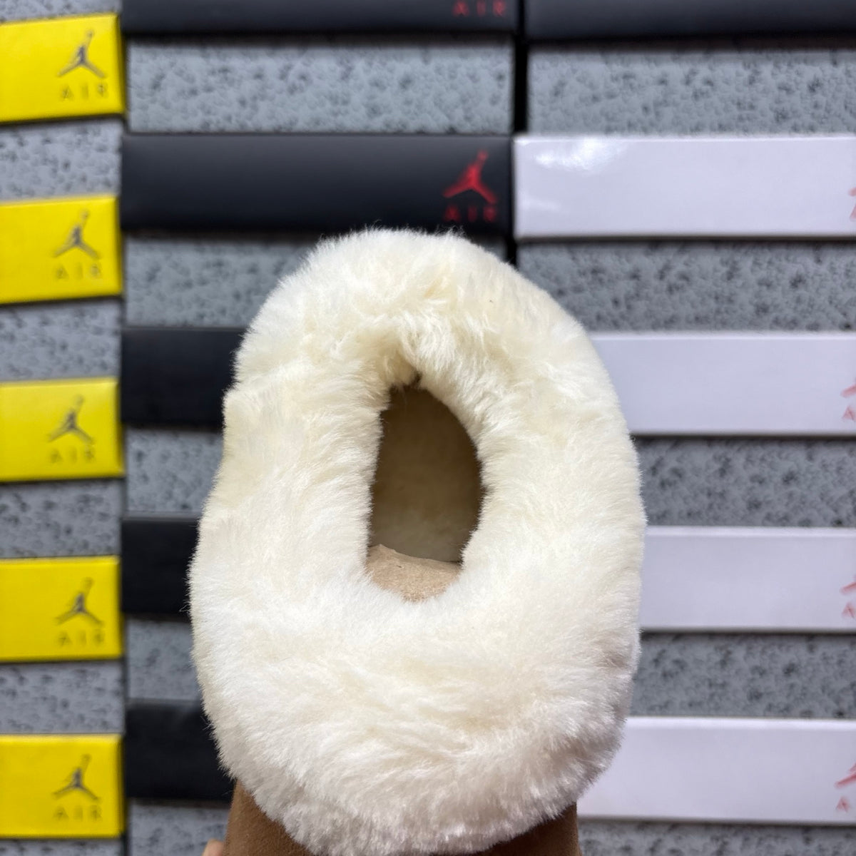 UGG Chestnut Slip-On Shoes with Cream Plush Collar