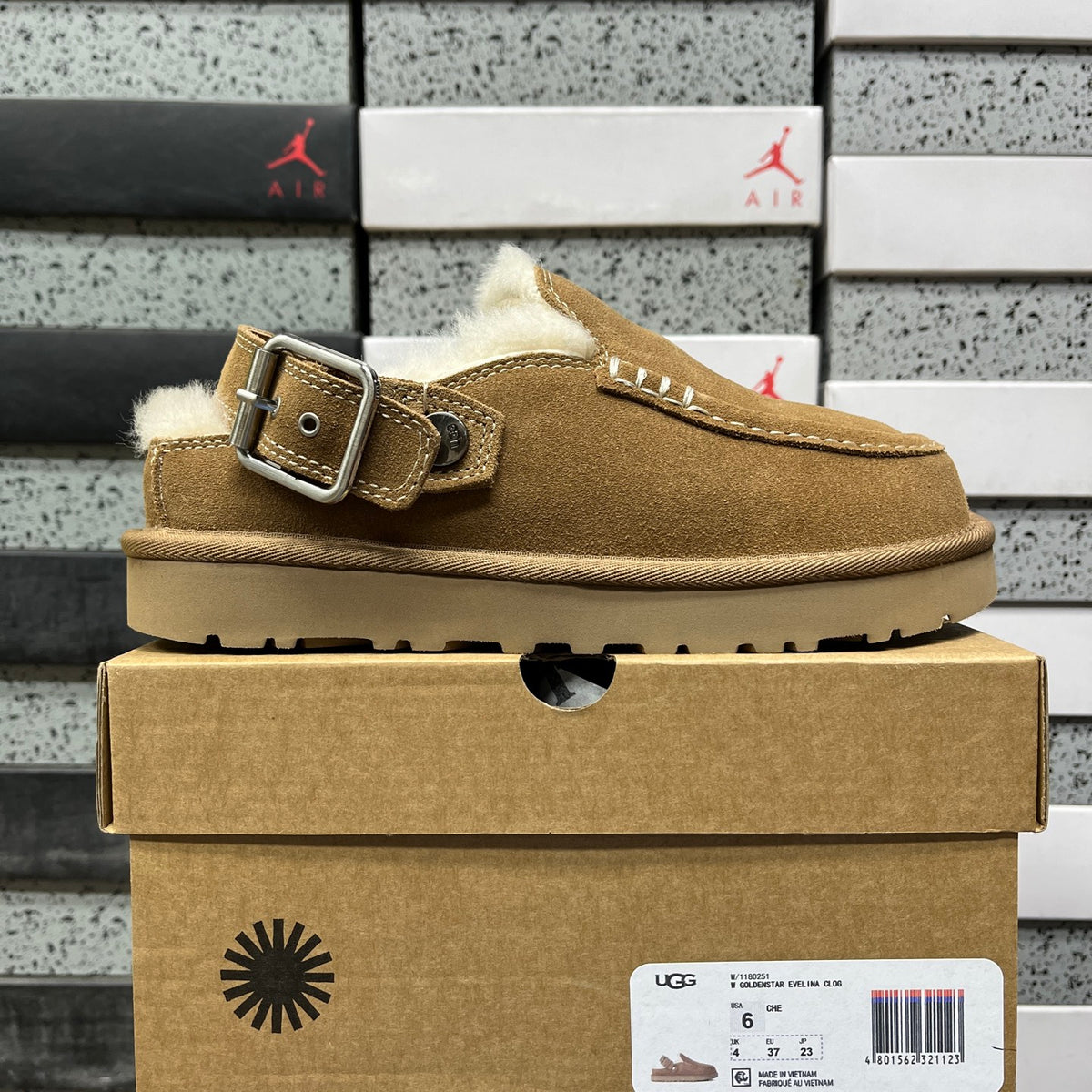 UGG Chestnut Clogs with Buckle Strap and Plush Lining