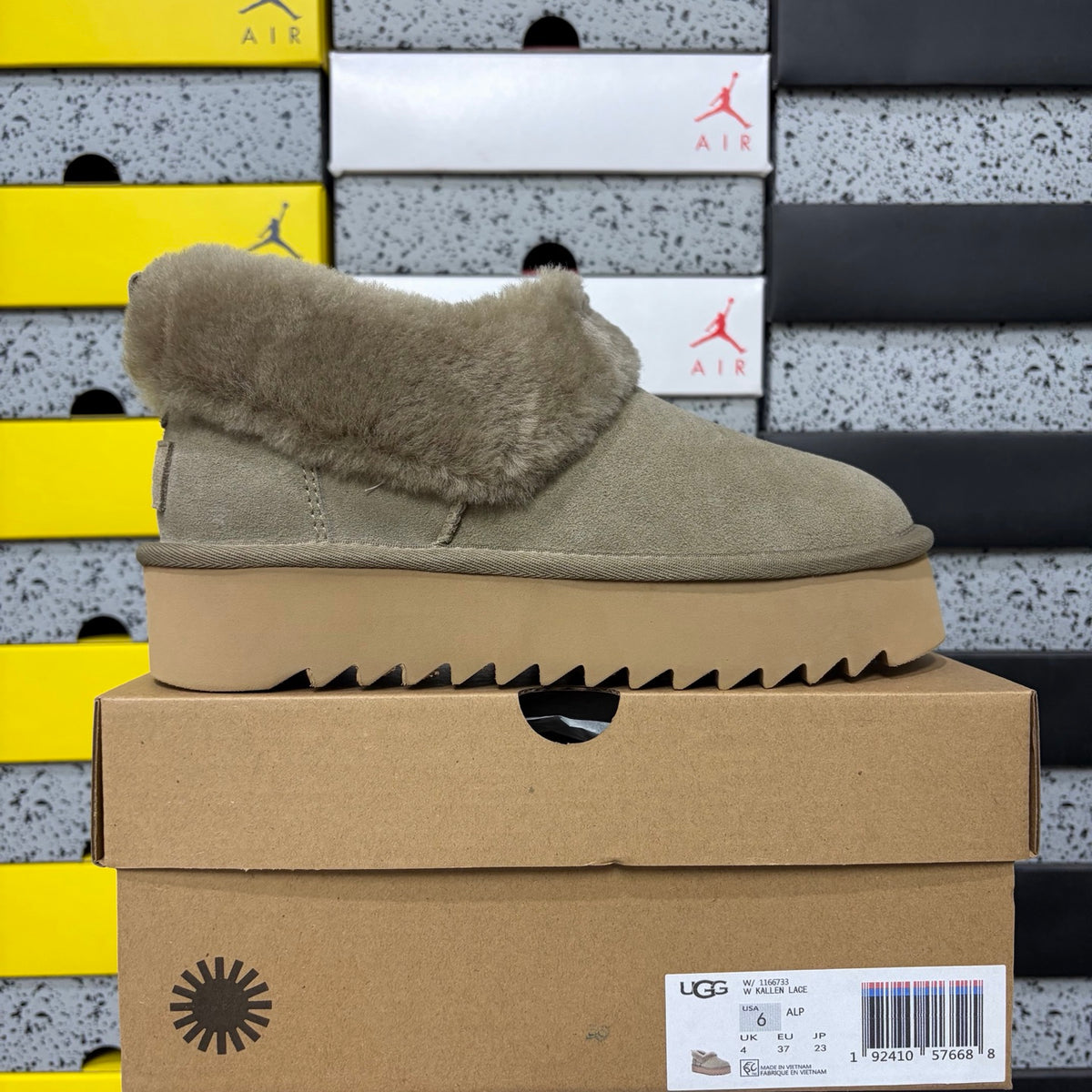 UGG Brown Platform Slip-Ons with Plush Collar