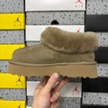 UGG Antelope Brown Platform Slip-Ons with Plush Collar