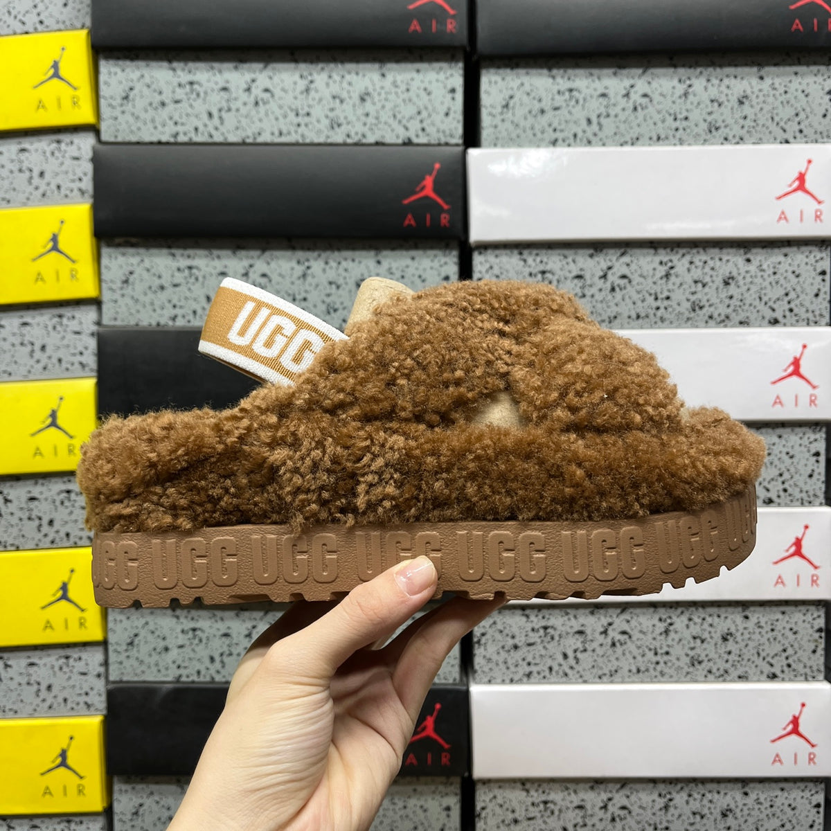 UGG Chestnut Plush Cross-Strap Platform Sandals