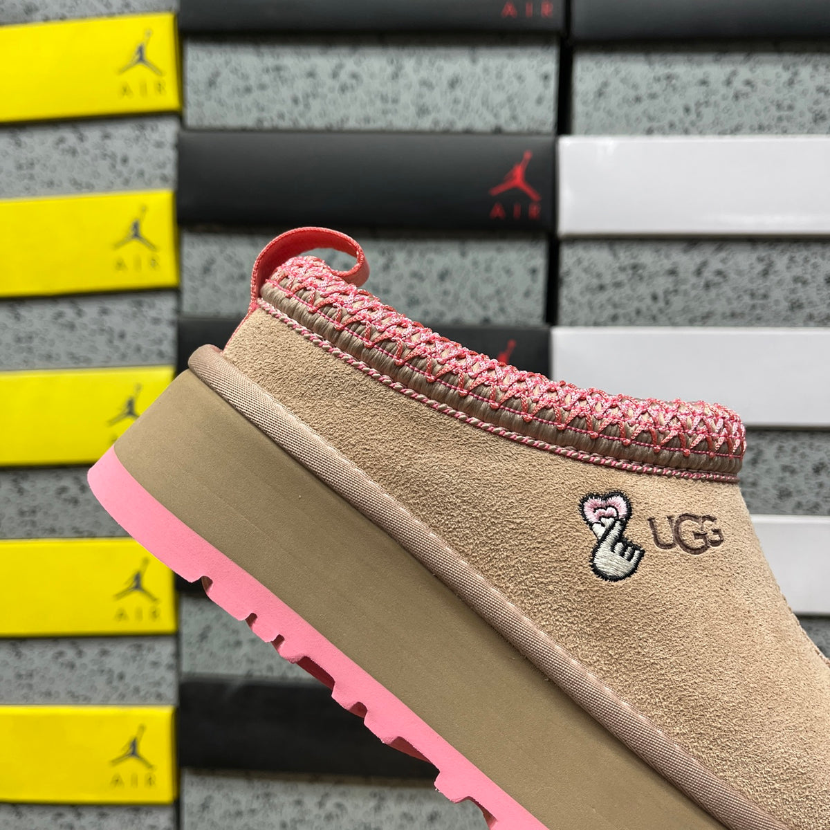UGG Brown & Pink Platform Slip-On Slippers