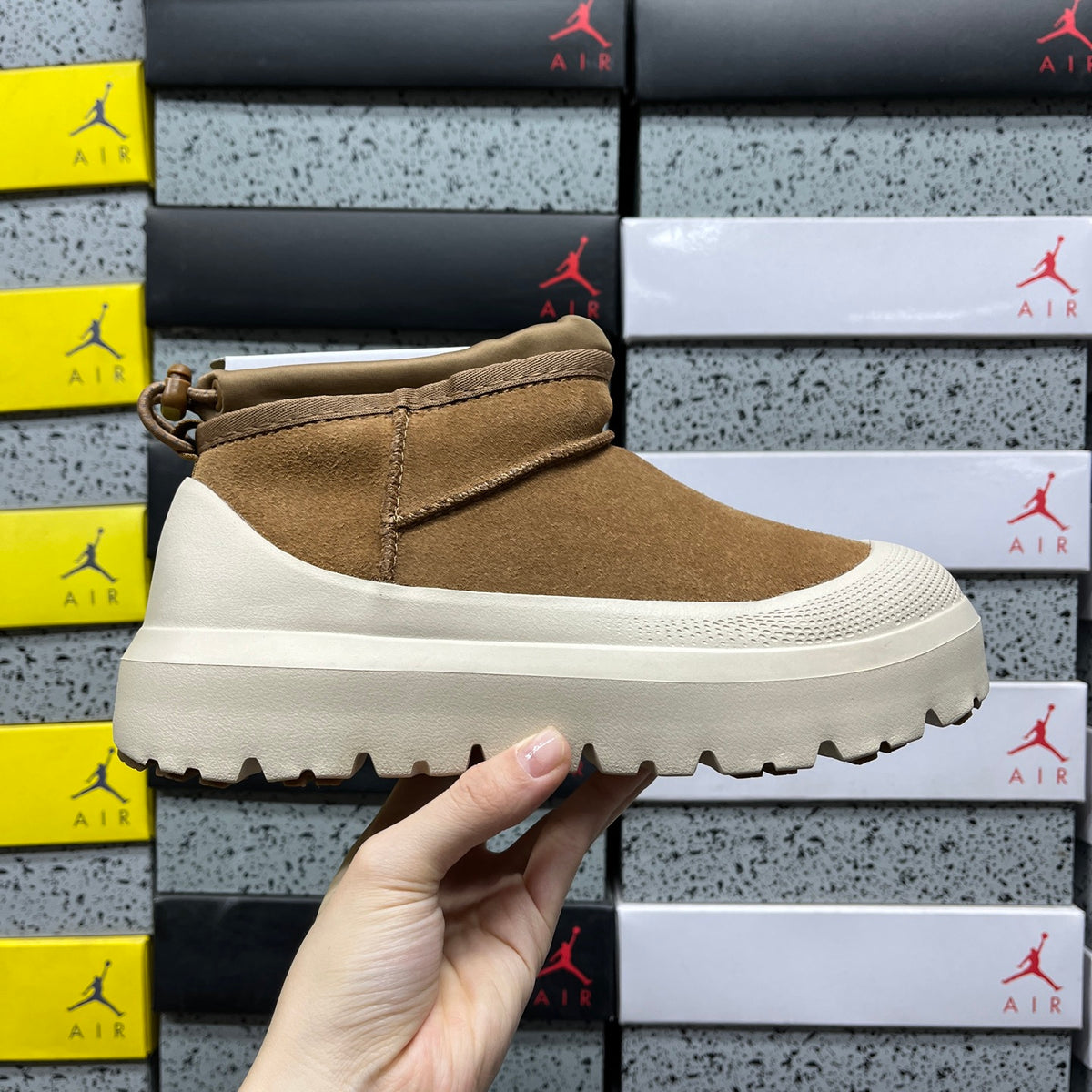 UGG Chestnut & Cream Chunky Slip-On Ankle Boots