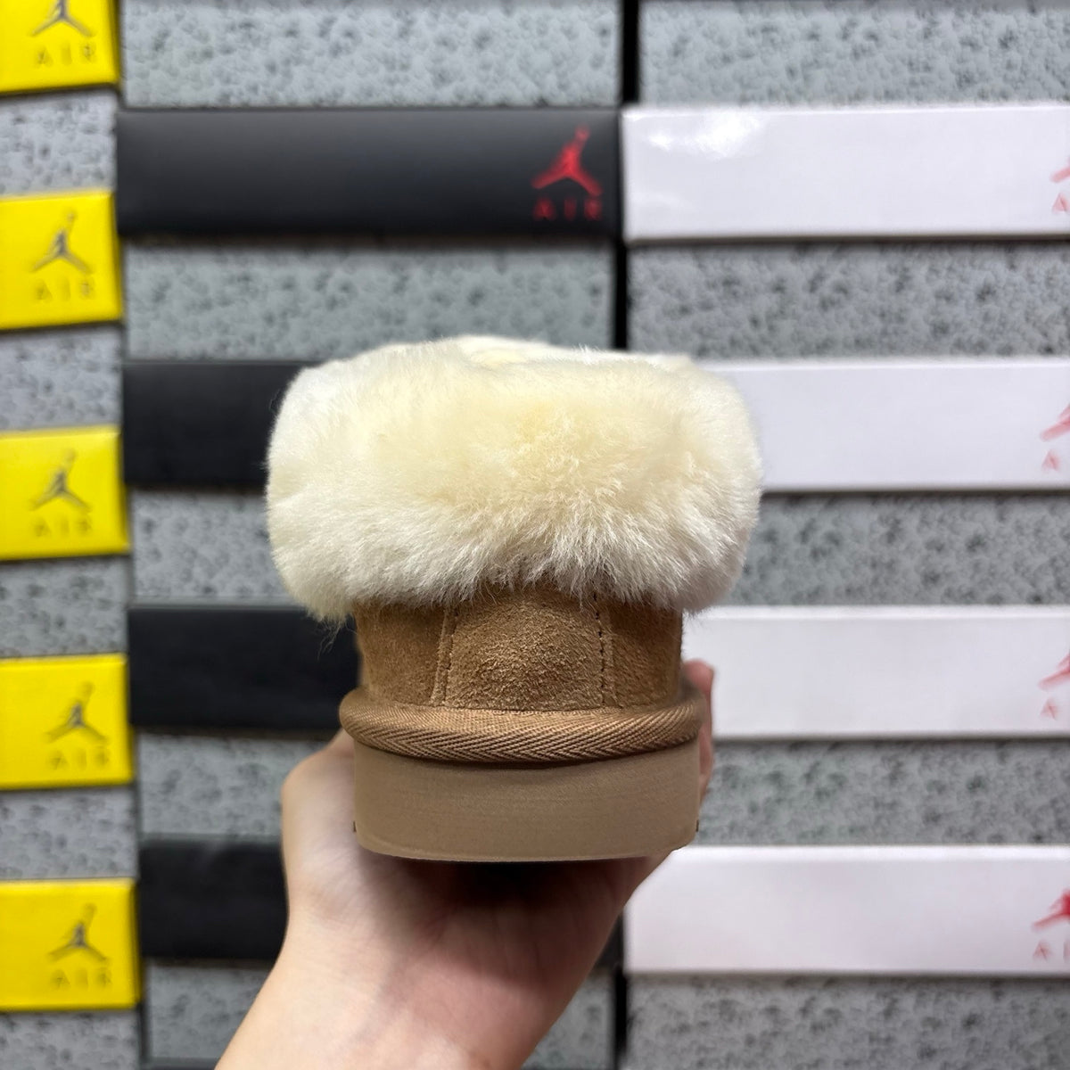UGG Chestnut Slip-On Shoes with Cream Plush Collar