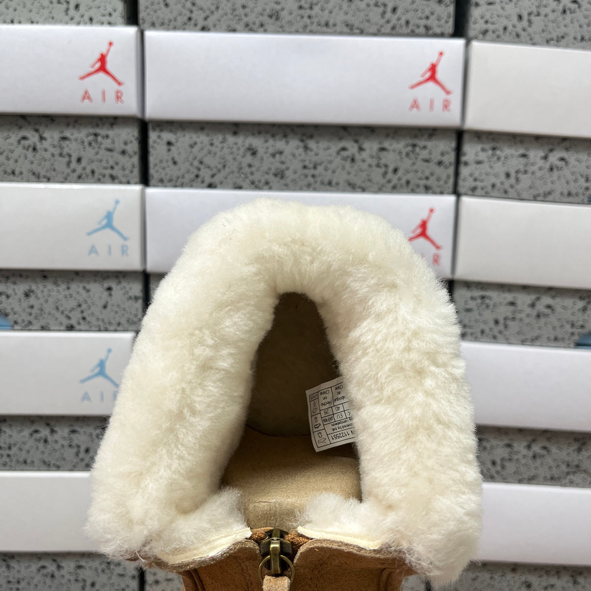 UGG Chestnut Platform Ankle Boots with Cream Plush Cuff