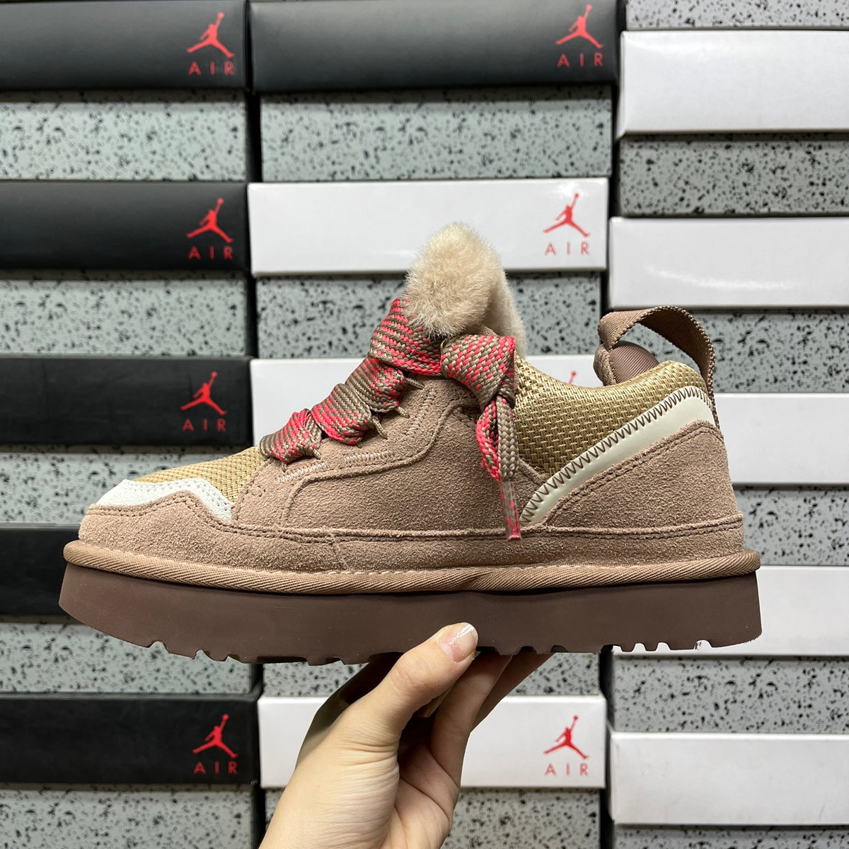 UGG Brown & Pink Chunky Lace-Up Shoes