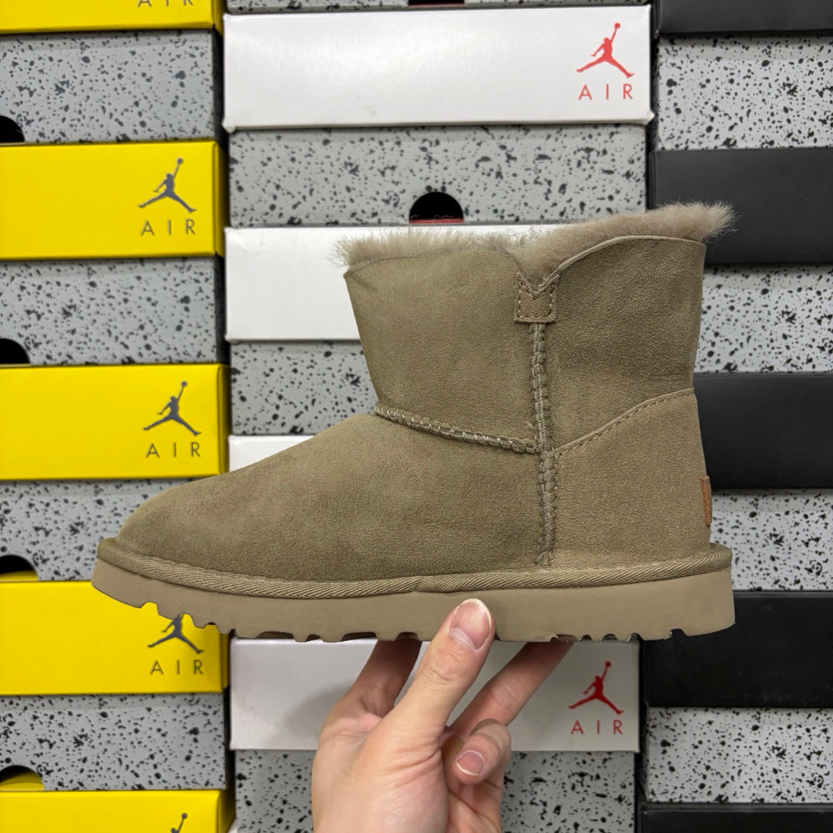 UGG Antelope Brown Button Boots with Plush Trim