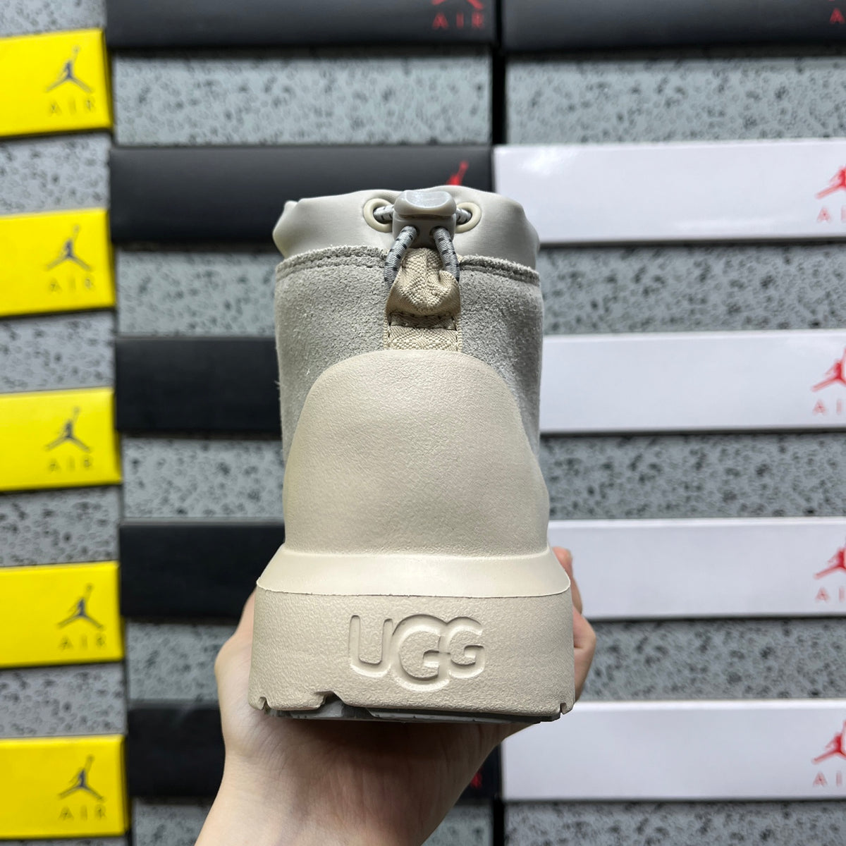 UGG Gray & Cream Chunky Lace-Up Ankle Boots