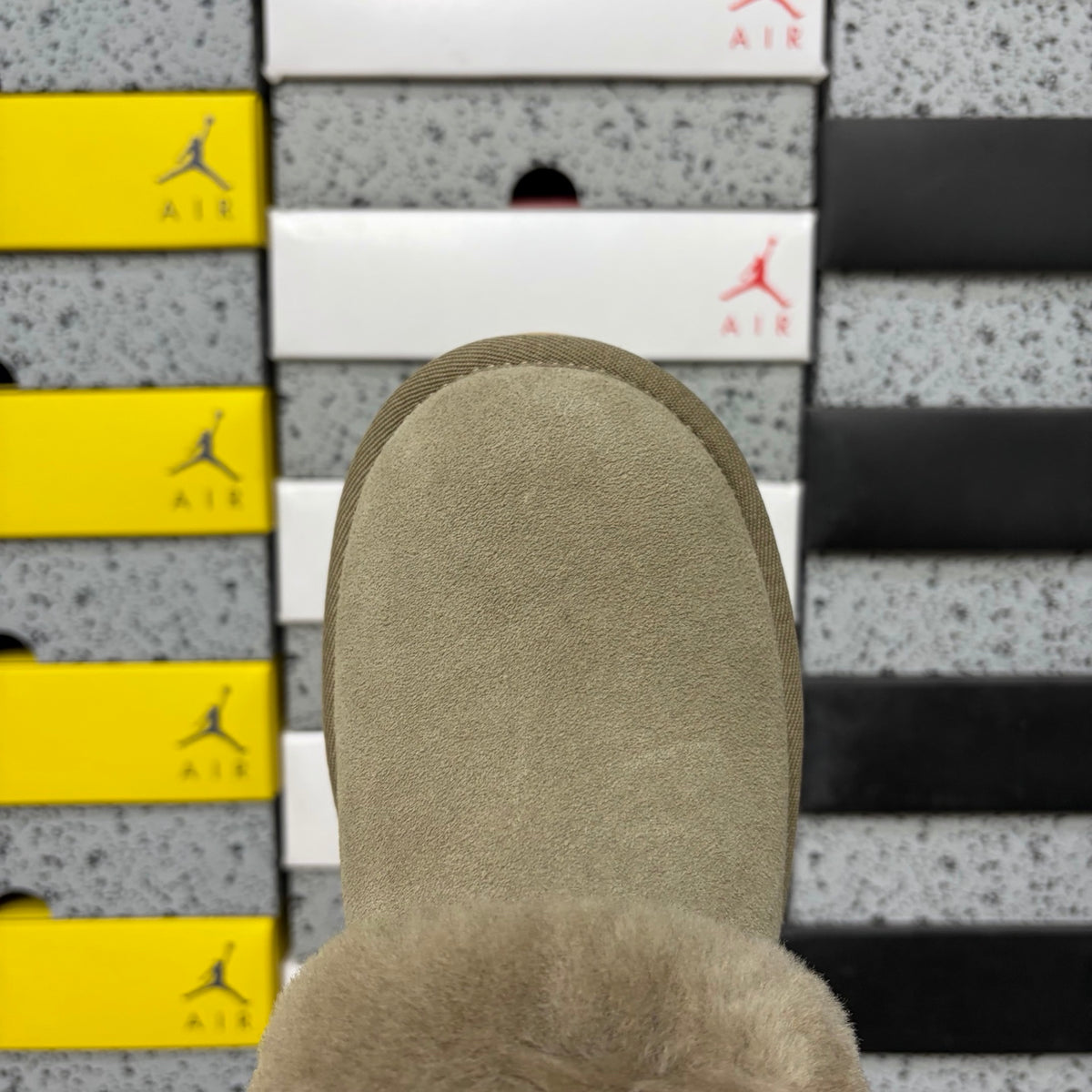 UGG Brown Platform Slip-Ons with Plush Collar