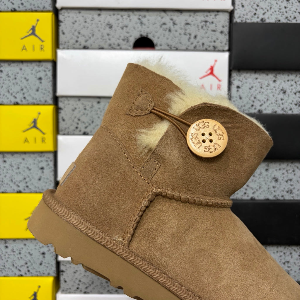 UGG Chestnut Button Boots with Plush Trim