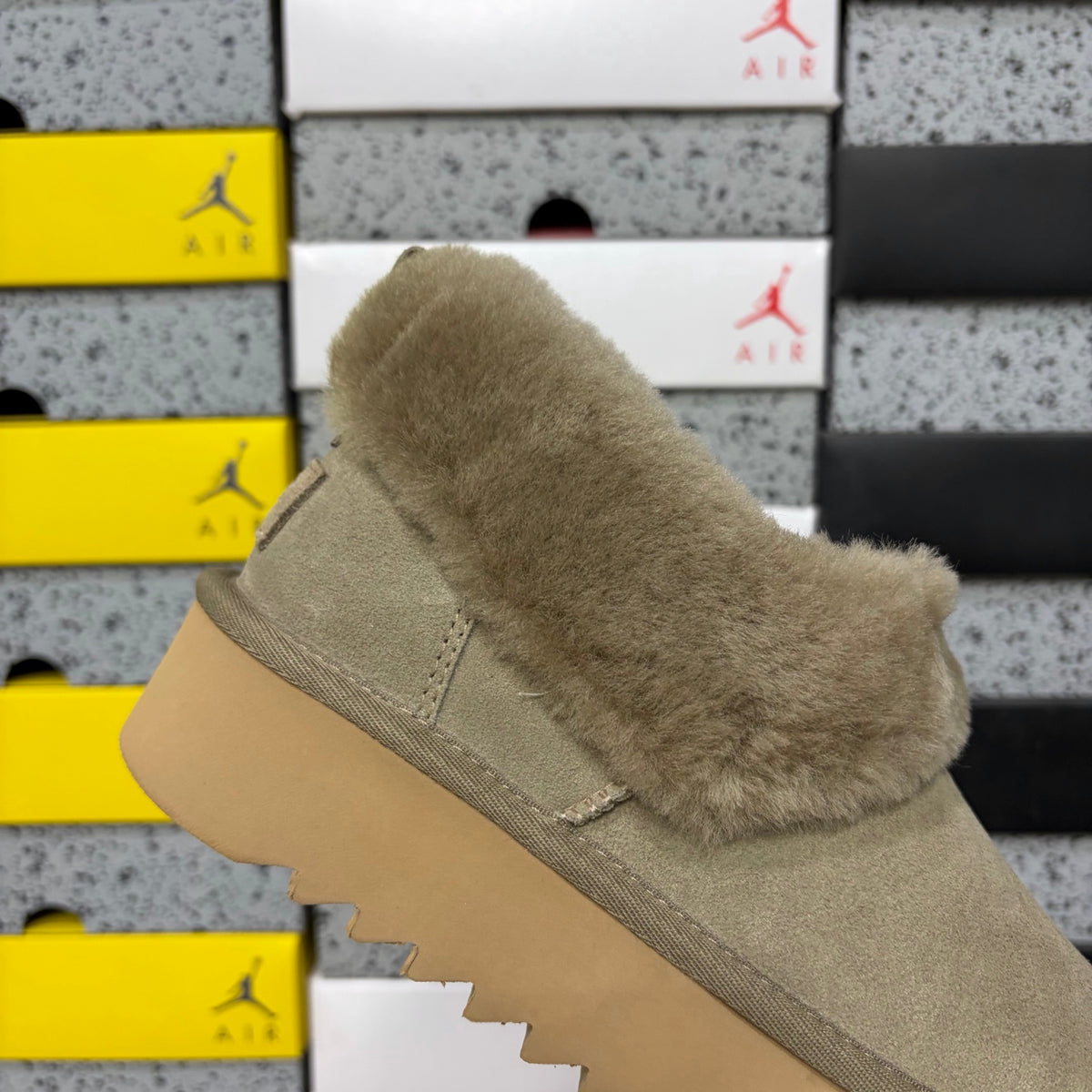 UGG Brown Platform Slip-Ons with Plush Collar