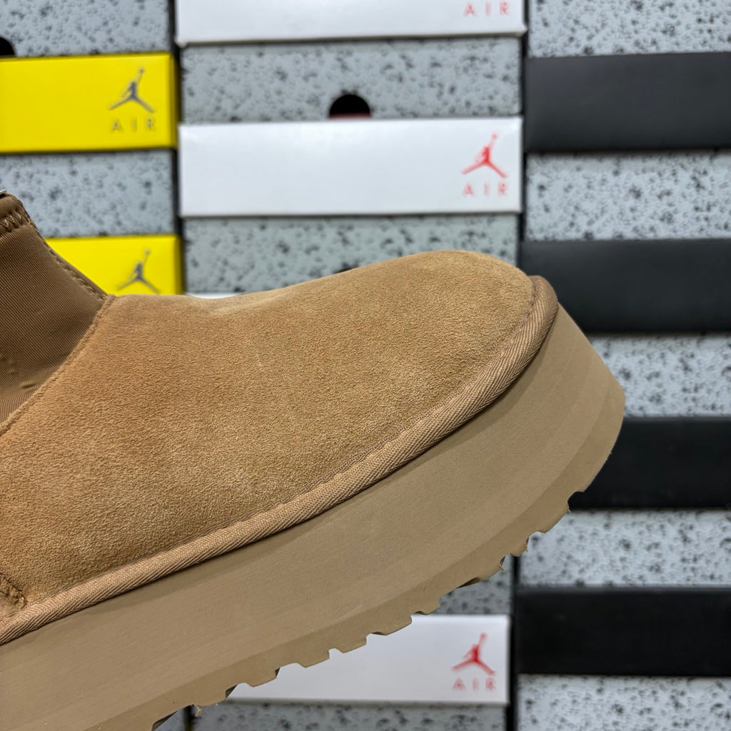 UGG Brown Platform Ankle Boots with Contrast Pull Tab