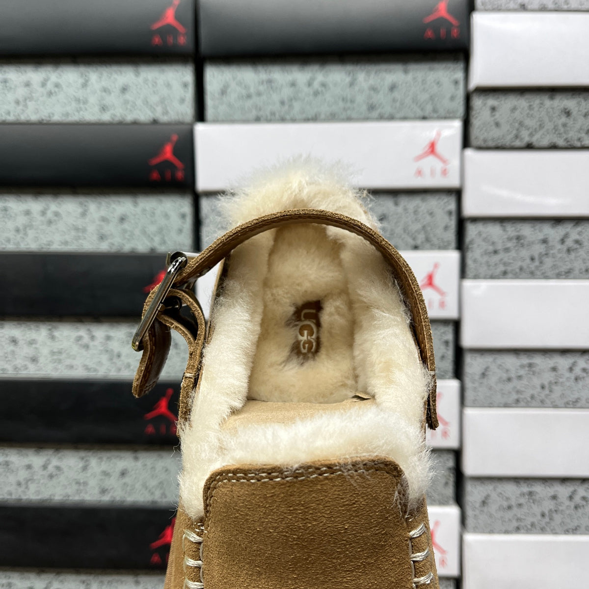UGG Chestnut Clogs with Buckle Strap and Plush Lining