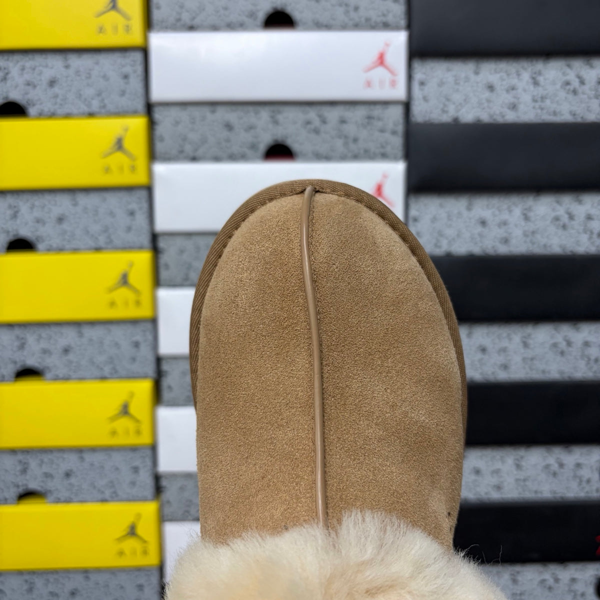 UGG Chestnut Platform Slippers with Plush Collar